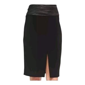 L'AGENCE Black Pencil Skirt Woven Center Slit Size 8 NWT (Marked 10 Runs Small)